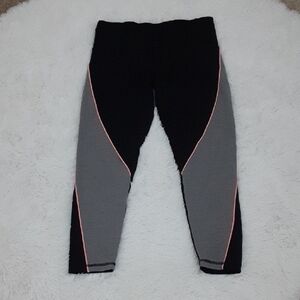 Women's Black and Gray Leggings With Orange Accents